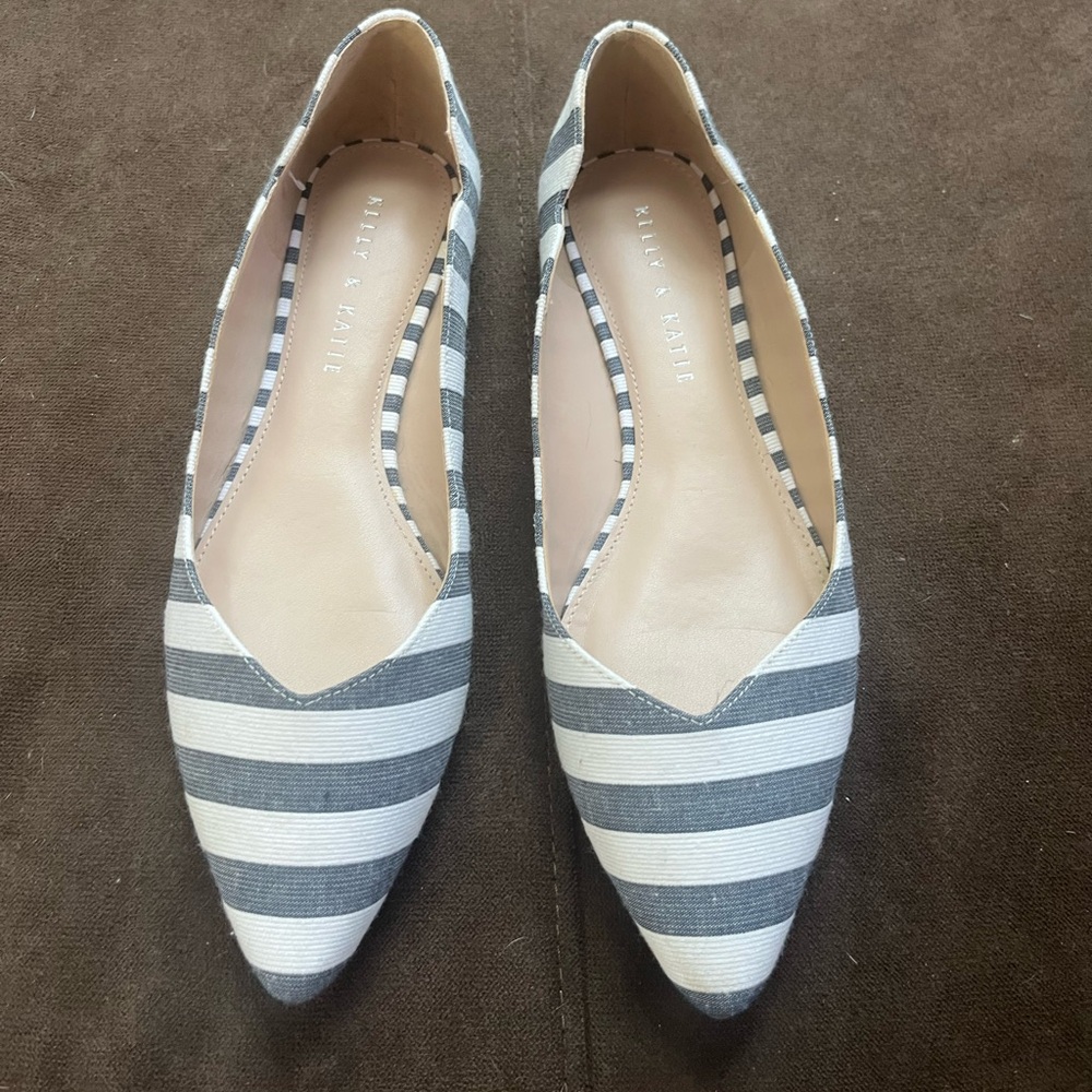 Kelly and Katie flats size 9 never worn! Blue and white stripes